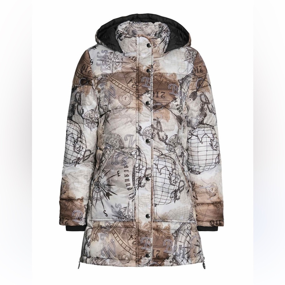 DOLCEZZA Women's Brown and White Printed Jacket NWT size S - Picture 2 of 12